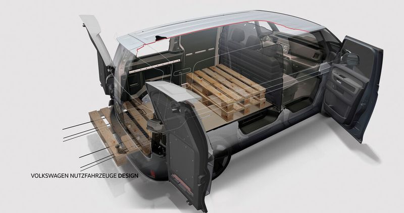 Die Cargo-Version bietet einen 3,9 Kubikmeter großen Laderaum mit ausreichend Platz für zwei Europaletten. Das zulässige Gesamtgewicht des ID. Buzz Cargo beträgt 3.000 kg, die maximale Zuladung 650 kg.  (Volkswagen AG)
