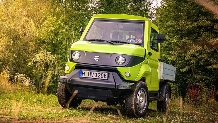 Die TU München hat einen nachhaltigen Pick-up für Schwellenländer entwickelt. Das A-Car wird inzwischen von der Firma Evum Motors produziert und vertrieben. (Bild: Evum)