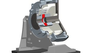 Schnittmodell einer mit dem Fluidware3D-Konfigurator generierten Kühlpumpenträger-Baugruppe mit über 20 detaillierten Bauteilen.  (Bild: Raja Lovejoy)