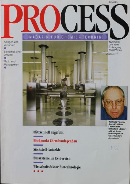 Juni 1996   Top Themen:  - Blitzschnell abgefüllt - Blickpunkt Chemieanlagenbau - Stickstoff-Autarkie - Bussysteme im Ex-Bereich - Wirtschaftsfaktor Biotechnologie (Bild: PROCESS)
