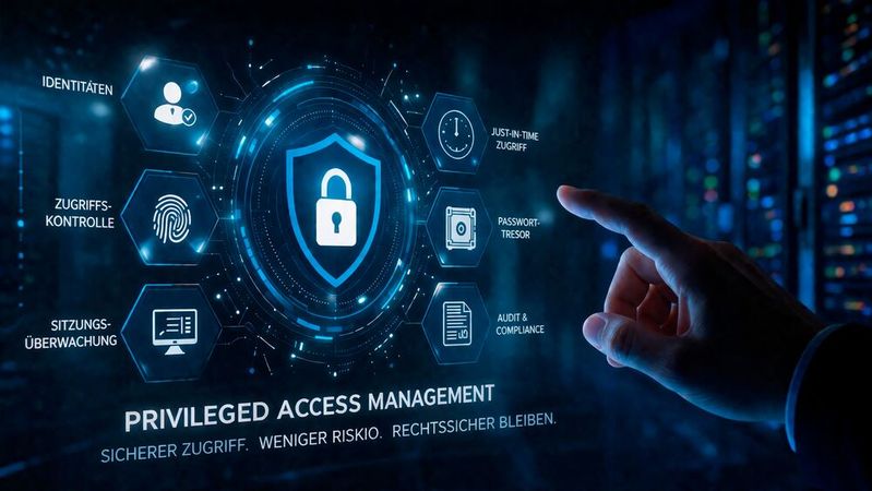 Das Privileged Access Management sorgt für die Überwachung, Absicherung und Verwaltung privilegierter Zugriffe mit erweiterten Berechtigungen auf sensible Systeme, Daten und IT-Ressourcen.(Bild:  ChatGPT / KI-generiert)