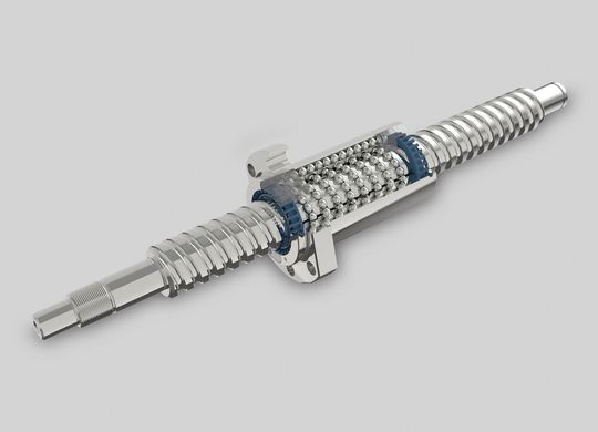 Kugelgewindetriebe setzen sich aus Spindel, Mutter, Umlenkung und Kugeln zusammen. Die Kraftübertragung erfolgt über Kugeln, die als Wälzelemente in einem Rückführungssystem zwischen dem Gewinde der Mutter und dem der Spindel zirkulieren.(Bild:  August Steinmeyer)