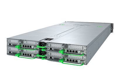 Der rechner „Primergy CX400“ ist die Basis für einen Multi-Node-Server mit vier Dual-CPU-Nodes, die mit „Intel-Xeon-Scalable“-Prozessoren der 3. Generation bestückt sind.  (Fujitsu)