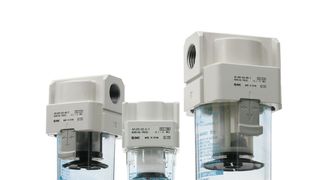 Die Vakuumfilter der Serie AFJ sind Partikelfilter und Wasserabscheider in einem. Darüber hinaus überzeugen sie durch schnelle, werkzeugfreie Wartung, optische Füllstanderkennung, minimaler Wartungsraum und waschbare, wiederverwendbare Filtereinheiten. (SMC Pneumatik GmbH)