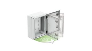 Aufgrund des großen Öffnungswinkels der Türen von über 180° lassen sich Arbeiten am Schaltschrank ohne Einschränkungen durchführen. (Spelsberg)