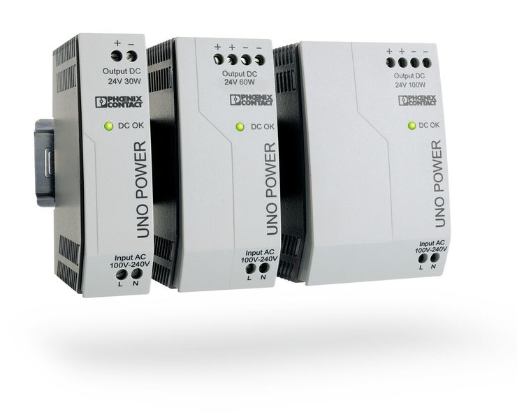 Bild 1: Neue Produktfamilie von kompakten Stromversorgungsgeräten für den Einbau in kleinen Schaltkästen. (Bild: Phoenix Contact)