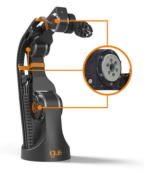 Der Robolink Robotergelenkbaukasten soll die Möglichkeit bieten, kostengünstige Robotiksysteme mit Hilfe von schmier- und wartungsfreien Motion Plastics von Igus zu realisieren. (Igus)