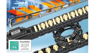 Die C6 Energiekette in Kombination mit dem neuen Obertrumführungsrad ermöglicht eine zuverlässige Energie- und Datenversorgung bei minimaler Partikelemission auf Verfahrwegen bis zu 30 Meter.  (Bild: igus)