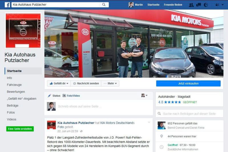 Auch auf Facebook sind die Putzlachers aktiv, und das nicht nur mit einer eigenen Seite... (Autohaus Putzlacher)