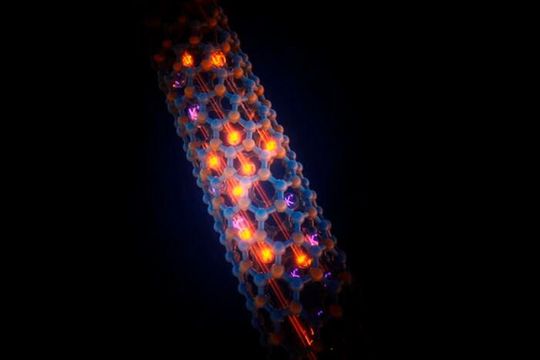An artistic rendering of a boron nitride nanotube developed by UIC researchers and their collaborators in a new study.(Source:  Rendering by Ella Maru Studio, Inc. Courtesy of Sangil Kim)