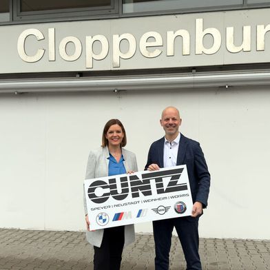 Simone Würfel und Christian Schick, Geschäftsführer der Cuntz-Gruppe, verdoppeln ab Januar ihre Standorte: Neben Speyer und Neustadt kommen die zugekauften BMW- und Mini-Betriebe in Weinheim und Worms dazu. (Bild: Autohaus Adolf Cuntz)