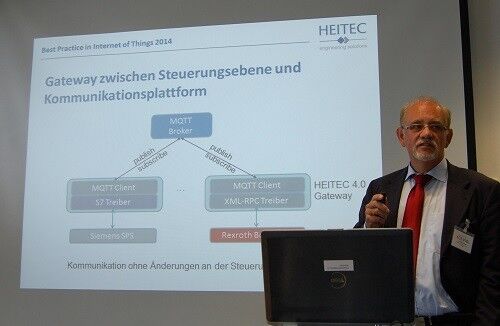 Dr. Arnold Herp, Geschäftsführer von HEITEC Innovations in Erlangen, referierte über die Aspekte von Industrie 4.0 aus Sicht eines Mittelständlers und ging dabei auch auf die Problematik des Determinismus und des Zeitverhaltens von Internetanwendungen ein. (Johann Wiesböck/EP)