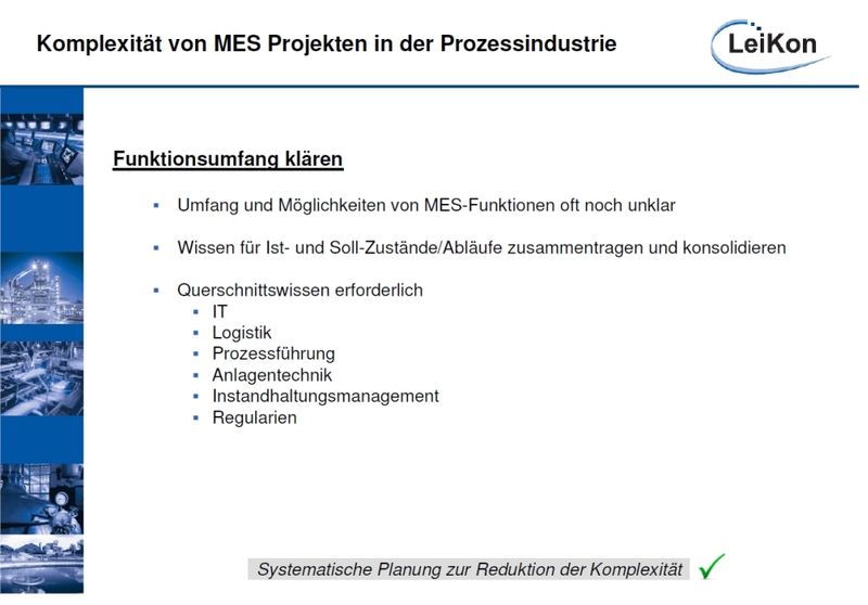 Der Vortrag „Wertschöpfungspotentiale nutzen - MES in der Prozessindustrie“ in unserer Bildergalerie zum durchklicken. Eine Übersicht aller Vorträge zum Thema „MES in der Prozessindustrie“ im Rahmen der MES-Tagung auf der Hannover Messe 2012 inklusive Download-Möglichkeit finden Sie hier. (Bild: LeiKon/Hannover Messe)