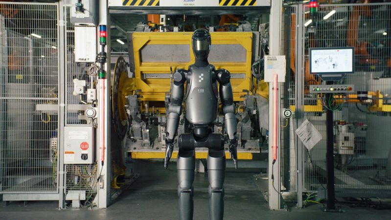 Der zweibeinige, menschenähliche Roboter Figure 02 des Herstellers Figure ist jetzt testweise bei BMW in den USA im Einsatz.(Bild:  BMW Group)