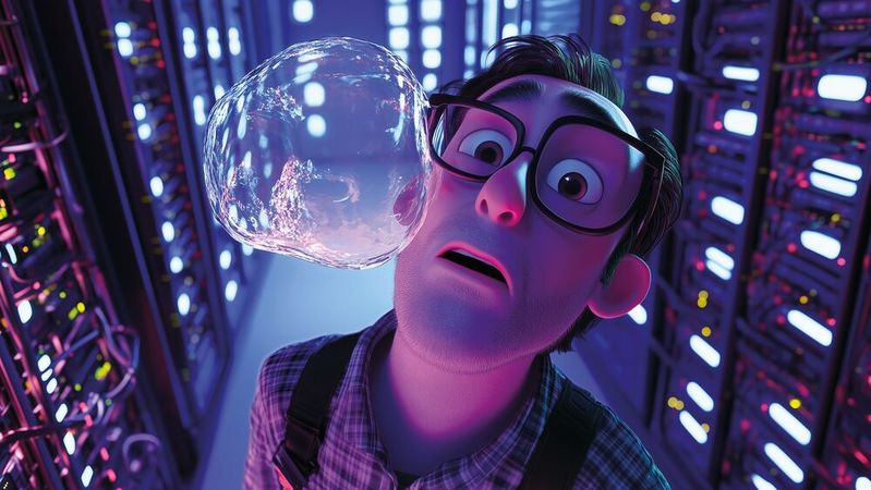 Die KI-Blase mag platzen, aber große Innovationen überleben jeden Hype.(Bild:  Midjourney / KI-generiert)