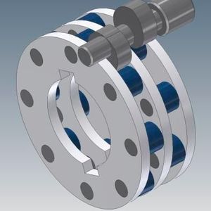 Bauform A1: Grisson klassisch – Das klassische Grissongetriebe hat zwei Rollenkränze und eine Daumenkurvenwelle mit zwei um 180° versetzten Daumenkurven.
