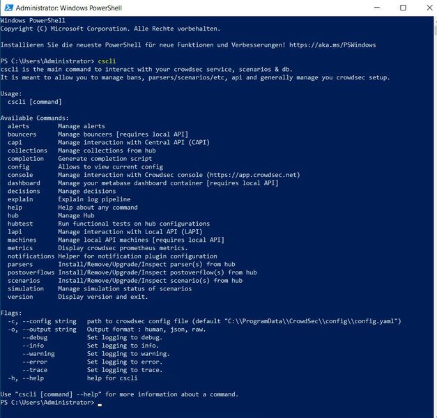 CrowdSec kann auch in Windows zum Einsatz kommen, also nicht nur von Entwicklern. Die Steuerung kann in der PowerShell erfolgen. (Bild: Joos)