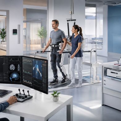 Digitalisierung, vernetzte Versorgung und Rehabilitation schaffen neue Aufgaben – unter wachsendem Nachweis- und Kostendruck.  (Bild: Guido Deußing / Symbolbild: KI-generierte Illustration)