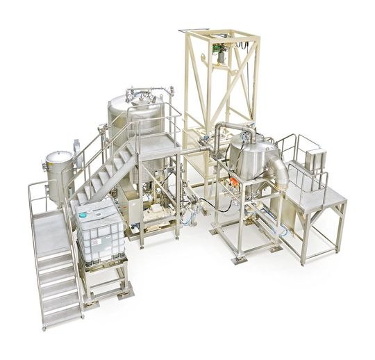 Ystral conçoit, développe et fabrique des machines de mélange, de dispersion et d'humidification de poudres, ainsi que des installations de traitement utilisées dans le monde entier dans les secteurs de la chimie, de la pharmacie, des peintures, des vernis et des encres d'imprimerie, de l'agroalimentaire, des produits d'entretien et de soins personnels, ainsi que dans la fabrication de batteries.(Image : Ystral GmbH)