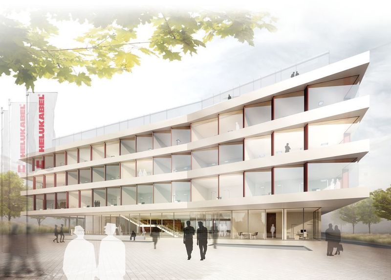 Visualisierung neue Unternehmenszentrale Helukabel. (plan b/wittfoht architekten bda)