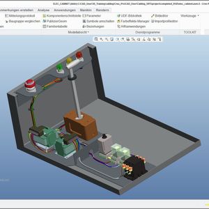 Konstruktionsdaten (Beispiel Montageplatte) werden automatisiert zwischen Eplan Electric P8 und dem 3D-System PTC Creo abgeglichen.