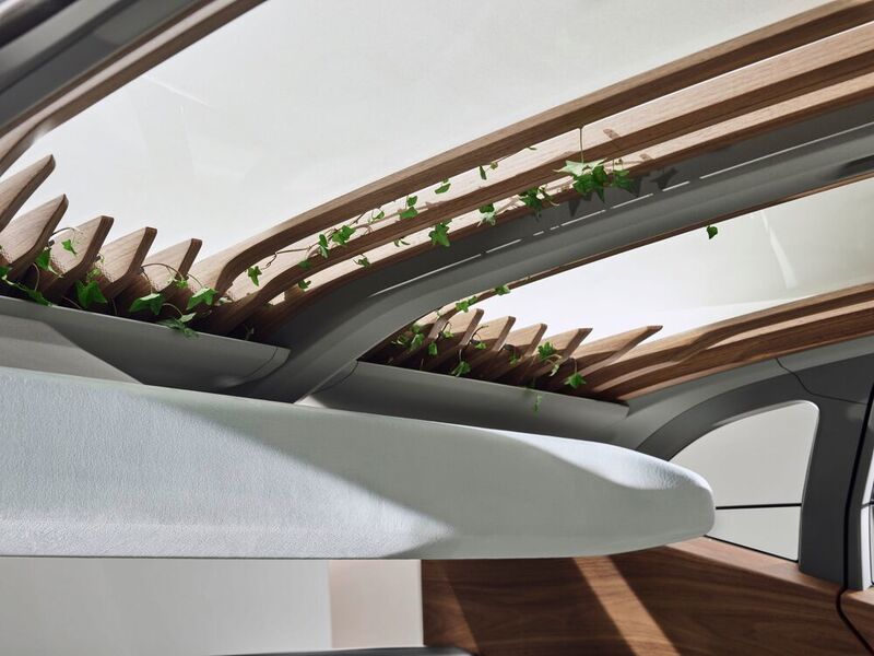 Unter dem riesigen Glasdach des AiMe ist eine massive Holzstreben-Konstruktion.  (Audi)
