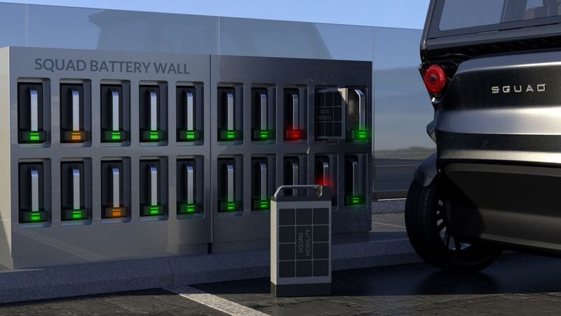 Wer keine Zeit zum Laden hat, soll Akkus an einer Batterietauschstation wechseln können. (Bild: Squad)