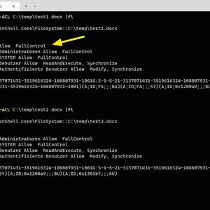 Anzeigen von Berechtigungen eines Objektes in der PowerShell mit dem Standard-Cmdlet Get-Acl.(Bild:  Joos)
