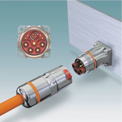 Hybridsteckverbinder: Die M23-Stecker übertragen Signale, Daten und Leistung. (Bild: Phoenix Contact)