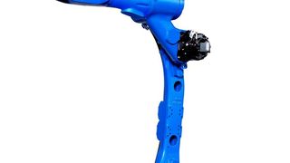 Der von Yaskawa neu entwickelte Motoman GP8L ist laut Hersteller ideal dafür geeignet, Teilebehälter in der Logistikwelt schnell zu entleeren. Seine schlanke Bauweise und seine große Reichweite zeichneten ihn dafür besonders aus. (Yaskawa)