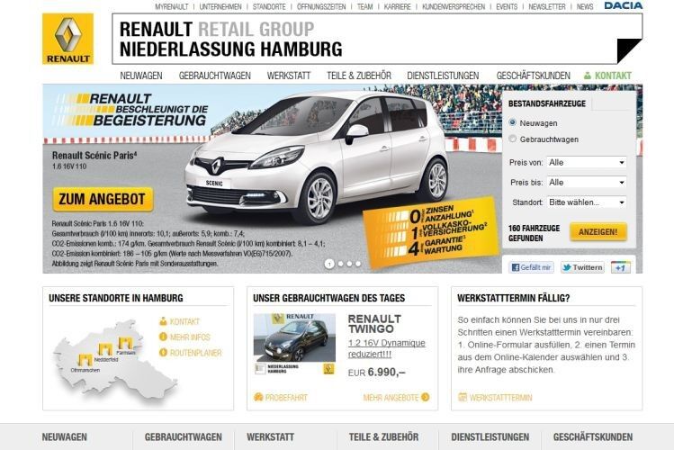 Die Zwillingspräsenz der Renault-Niederlassung trennt die beiden Fabrikate Renault und Dacia. (Foto: Archiv)