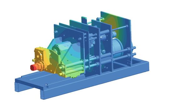 Das Bild zeigt die Simulation aller kraftführenden Elemente mit Altair Simsolid.(Bild:  ATNA, Altair)