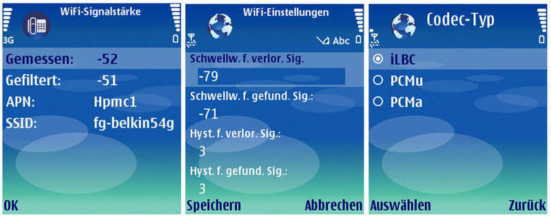 Abbildung 7: WLAN-Signalstärke, -Schwellwerte und Codec am Mobiltelefon HPMC (Archiv: Vogel Business Media)