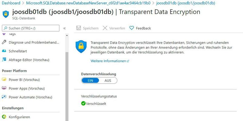 Tipp 4: Transparent Data Encryption für Azure SQL-Datenbanken nutzen. (Joos)