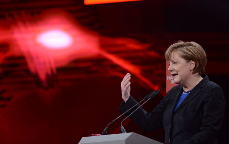 Dr. Angela Merkel, Bundeskanzlerin der Bundesrepublik Deutschland, eröffnete die weltgrößte Industrieschau in Hannover.  (Deutsche Messe)