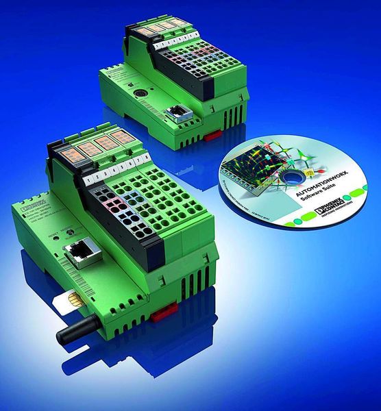 Bild 4: Die Kompaktsteuerungen ILC 150 ETH und ILC 150 GSM/GPRS werden mit der Entwicklungsumgebung PC Worx Express programmiert.	 Bilder: Phoenix Contact (Archiv: Vogel Business Media)