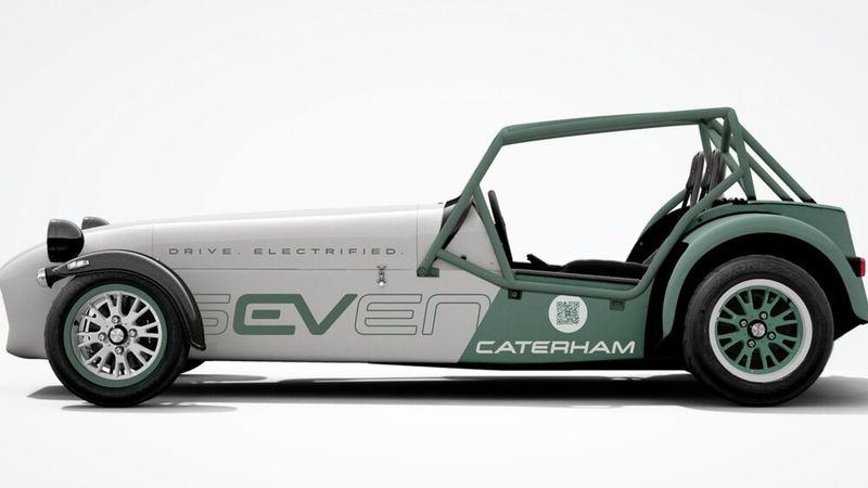 Eigentlich sieht der „EV Seven“ aus wie Caterhams schon seit Jahrzehnten aussehen. Allerdings fehlt der Auspuff.(Bild:  Caterham)