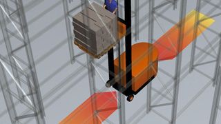 Das mobile Personenschutzsystem für Flurförderzeuge im Schmalgang wirkt den Gefährdungen entgegen. Bild: TBM (Archiv: Vogel Business Media)