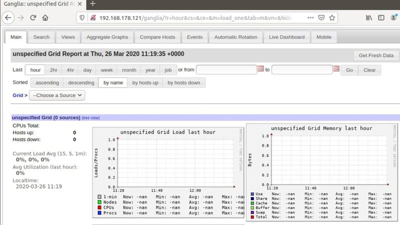 Das Ganglia-Webfrontend erlaubt eine grafische Konfiguration und Auswertung.(Bild:  Joos - Ganglia Development Team)