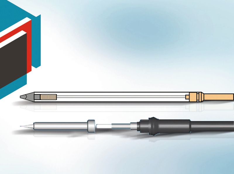 Bei der «SmartHeat»-Lötpatrone induziert die Spule aus einer ferromagnetischen Legierung den Strom im selbstregulierenden Kupferheizelement in der Lötspitze. Ein Temperatursensor wie in einer herkömmlichen Lötpatrone (unten) entfällt. (Bild: Distrelec)