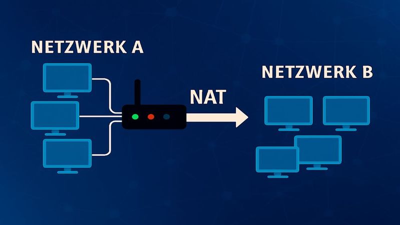 Mit NAT lassen sich die Quell- oder Zieladressen von IP-Datenpaketen an den Netzwerkgrenzen austauschen. Die Technik ist beispielsweise essenziell für die Verbindung lokaler IPv4-Netzwerke mit dem Internet.(Bild:  Copilot / KI-generiert)