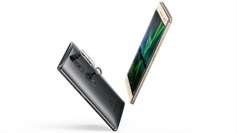 Das PHAB2 ist auch in zwei weiteren, abgespeckten Ausführungen erhältlich. Das hier gezeigte PHAB2 Pro besitzt auch zwei Frontkamera-Objektive, verfügt aber nicht über 3-D-Aufnahmefunktionalität. (Lenovo)