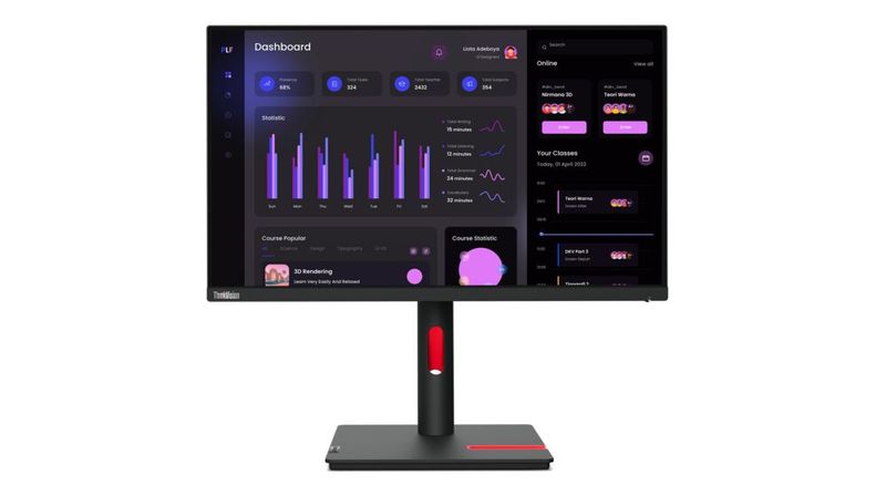 Der Lenovo Thinkvision T24i-30 verfügt über ein 23,8 Zoll großes FHD-Display mit IPS-Technologie.  (Bild: Lenovo)
