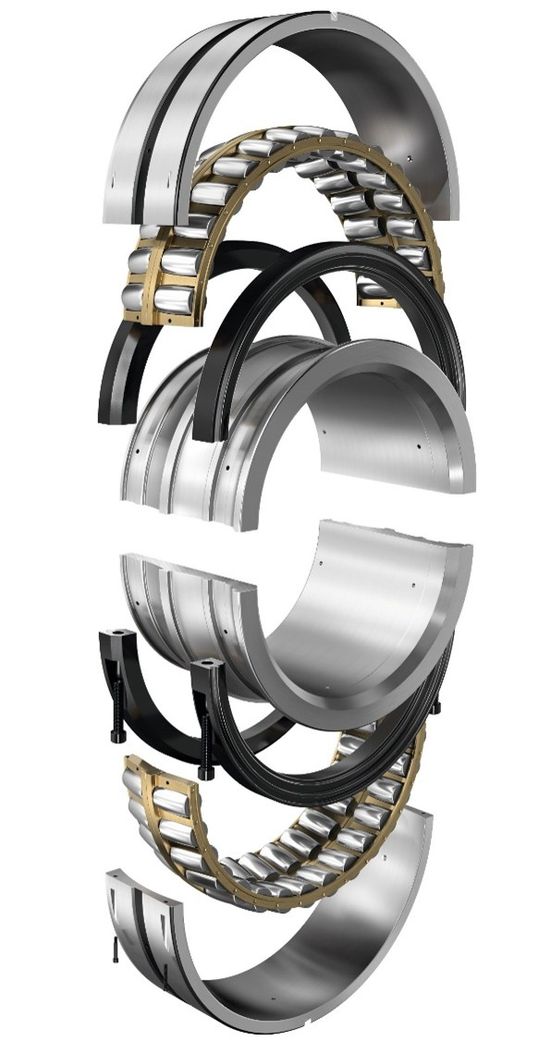 Geteilte Pendelrollenlager werden als Ersatz für in die Jahre gekommene Hauptlager in Windanlagen eingebaut.(Bild:  Schaeffler)
