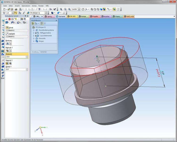 Die Software erlaubt dreidimensionales Modellieren inklusive der Möglichkeit, Hilfsebenen und -achsen zu kopieren. (bhv)