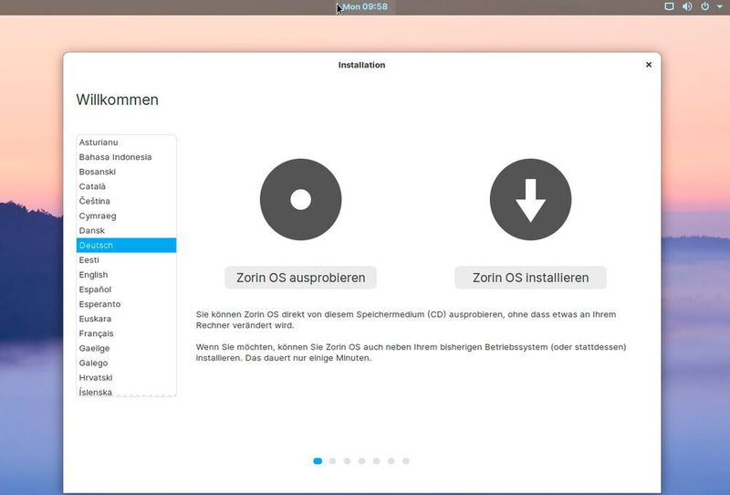 Die Installation erfolgt über einen Assistenten, der auch in Deutsch zur Verfügung steht. (Joos / Zorin Group)