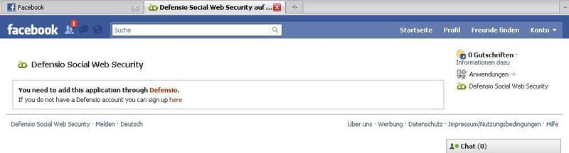 Nachdem die Berechtigungen erteilt wurden, muss man sich zunächst ein Defensio-Konto einrichten. Für einige Folgeschritte ist es am komfortabelsten, wenn man bei Facebook eingeloggt bleibt. (Archiv: Vogel Business Media)