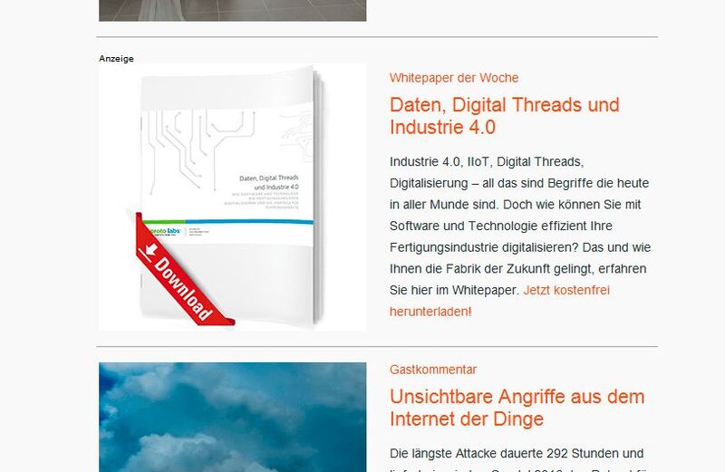Native Ad zum Whitepaper im Newsletter von “industry-of-things.de”