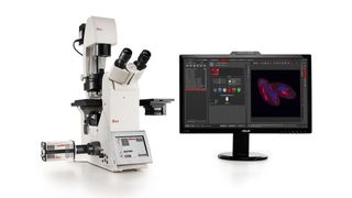 Die sCMOS Mikroskop-Kamera Leica DFC9000 an einem inversen Leica-DMi8-Mikroskop. (Bild: Leica Microsystems)
