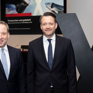 Vorstandsvorsitzender Matthias Zachert und Finanzvorstand Michael Pontzen stellten bei der Lanxess-Bilanzpressekonferenz die Ergebnisse für das Geschäftsjahr 2018 vor.
